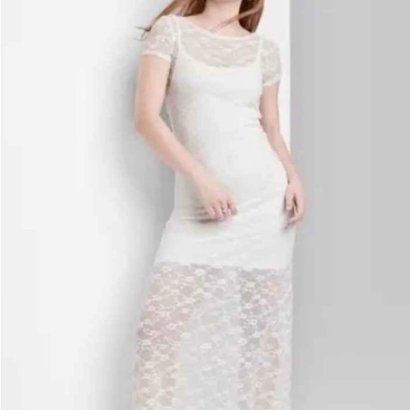 Lace maxi dress from Wild Fable in a solid hue with short sleeves - Picture 1 of 3